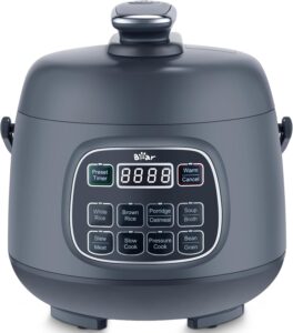 Bear Rice Cooker 3 Cups (Uncooked), Fast Electric Pressure Cooker, Portable Multi Cooker with 10 Menu Settings for White Brown Rice Oatmeal and More, Nonstick Inner Pot