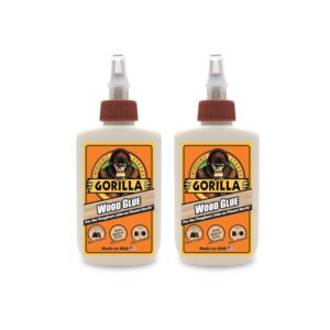 Gorilla Wood Glue; 4 Ounce Bottle; Natural Wood Color; (Pack of 2)