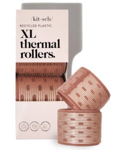 Kitsch XL Ceramic Thermal Rollers - Self Grip Hair Rollers for Blowout Look Long Hair, Medium & Short Hair, Large Hair Rollers for Volume & Curls, Thermal Curlers - Terracotta, 4pcs