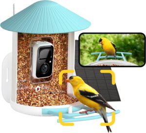 NETVUE by Birdfy AI Smart Bird Feeder with Camera Solar Powered, AI Auto Capture Each Bird Come & Identify 6000+ Bird Species, Cloud Store Bird Videos & Birdwatching On Live, Ideal Gift (Blue)