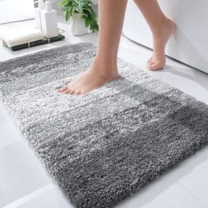 OLANLY Bathroom Rugs Mat 30x20, Extra Soft Absorbent Microfiber Bath Rugs, Rubber Backing, Quick Dry, Machine Washable Bath Mats for Bathroom Floor, Tub, Shower and Home Decor Accessories, Grey Presidents Day Deals