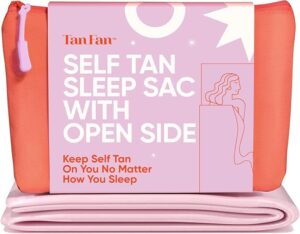 Self Tan Sleep Sac w Open Side Top Sheet For Partial or Full Cover - Keep Sheets Clean From Self Tan Stains - 100% Cool Silky Lightweight Non-Sticky Poly - Kick Off Leave On Top Sheet (Pink)