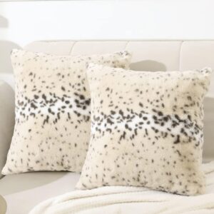 Snow Leopard Cheetah Skin Pattern Texture Print Faux Fur 20x20 Throw Pillow Cover Safari Wild Jungle Animal Fur Luxury Style Decor Pillow Cover Nature Animal Cushion Cover for Home Sofa