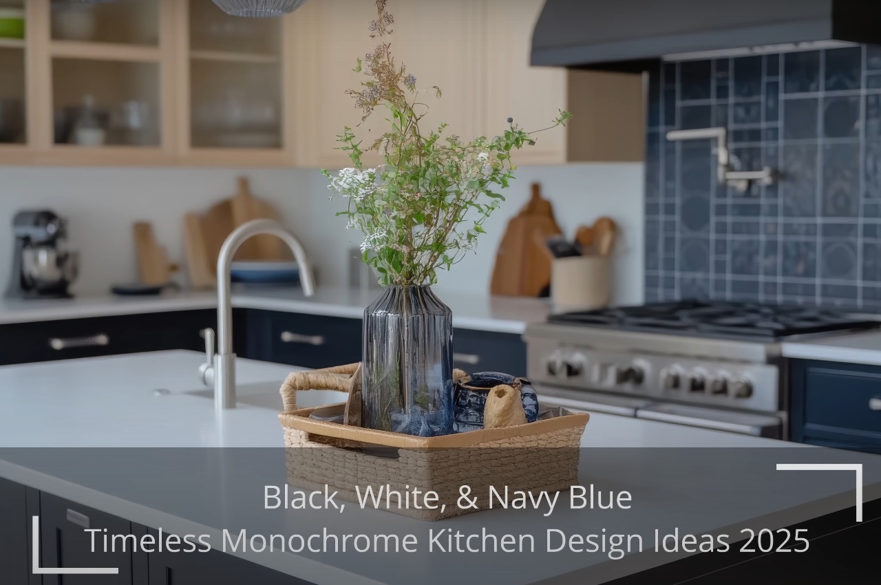 black white & navy blue Kitchen Colors for 2025