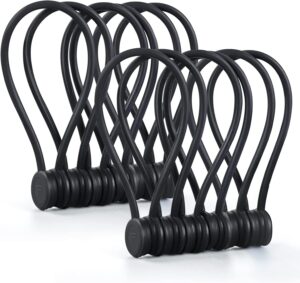 Magnetic Cord Organizer, Silicone Cable Ties Reusable, FGSAEOR Twist Ties Cable Management for Bundling and Organizing Holding Stuff, Fridge Magnets Cord Keeper Wrap Straps Clips (Black - 12 Pack)