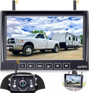 Wireless Backup Camera for Furrion RV 7-Inch Recording Plug-Play Easy Setup Truck Trailer Back Rear View Camera Touch Button Monitor Split Screen 4 Channels AMTIFO A7 car gadgets on amazon