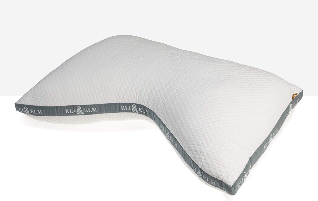 Eli & Elm Best Ergonomic Side Sleeper Pillow for Neck Pain. Supportive Cooling Latex Fill with Luxury Breathable Cover. U-Shape Contoured Design. Queen Size Bed Pillow